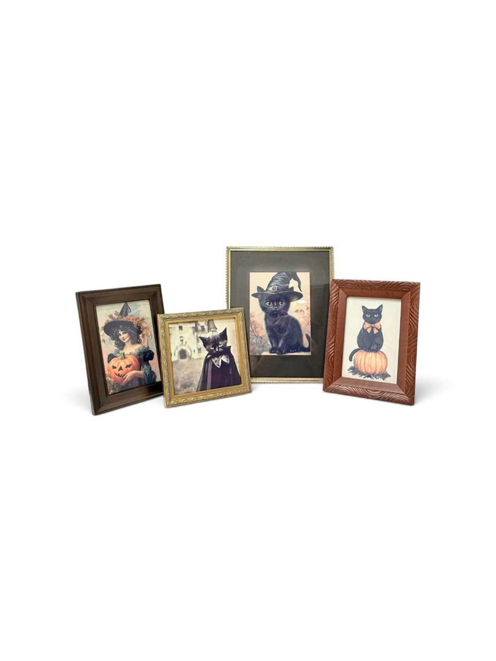 Vintage Framed Black Cat Halloween Decor- Set of 4 - Picture 4 of 15